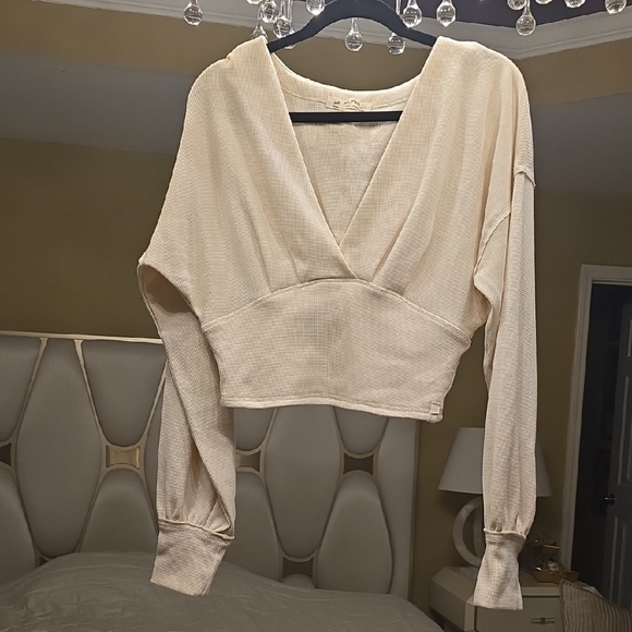 We The Free Cream V-Neck Blouse - Picture 1 of 16